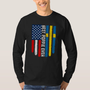Amerikanische Flagge & Schwedenflagge Beste Poppie T-Shirt