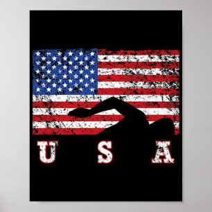 Amerikanische Flagge Schwimmen USA Geschenk Schwim Poster