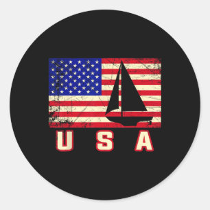 Amerikanische Flagge Segeln Süßes Bootsgeschenk fü Runder Aufkleber