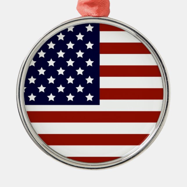 Amerikanische Flagge Silbernes Ornament (Vorne)
