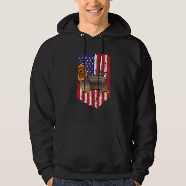 Amerikanische Flagge Silky Terrier 4. Juli USA Hoodie (Vorderseite)