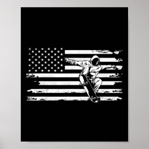 Amerikanische Flagge Skateboarding Kleidung - Skat Poster