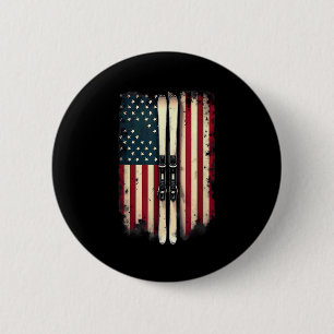 Amerikanische Flagge Skifahrer _3 Button