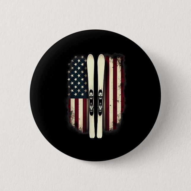 Amerikanische Flagge Skifahrer _4 Button (Vorderseite)