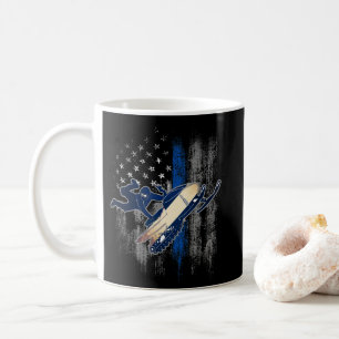 Amerikanische Flagge Snowmobile Blue Line Snowmobi Kaffeetasse