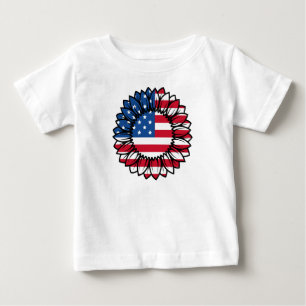 Amerikanische Flagge Sonnenblume-32222 Baby T-shirt
