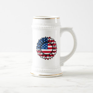 Amerikanische Flagge Sonnenblume-32222 Bierglas