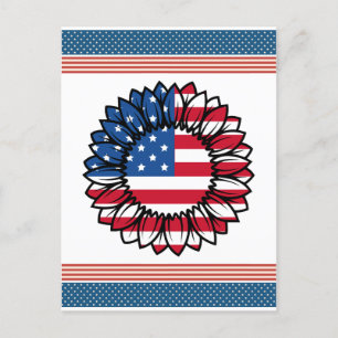 Amerikanische Flagge Sonnenblume-32222 Feiertagspostkarte