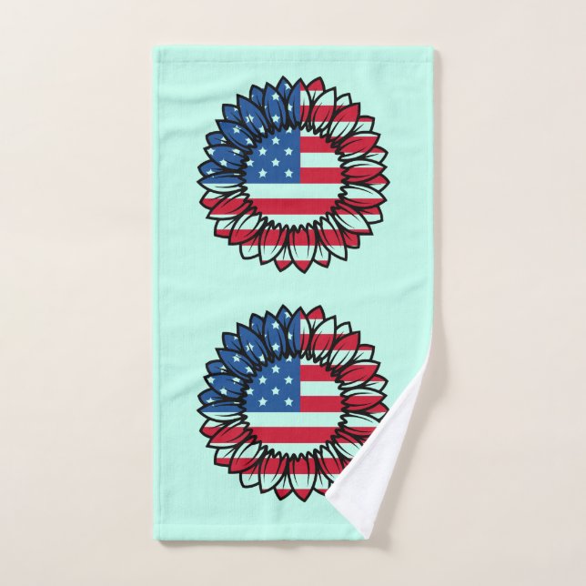 Amerikanische Flagge Sonnenblume-32222 Handtuch (Handtuch)