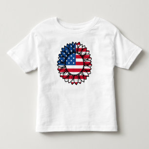 Amerikanische Flagge Sonnenblume-32222 Kleinkind T-shirt