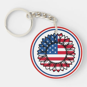 Amerikanische Flagge Sonnenblume-32222 Schlüsselanhänger