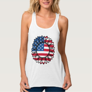 Amerikanische Flagge Sonnenblume-32222 Tank Top