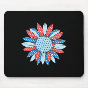 Amerikanische Flagge Sonnenblume 4. Juli Frauen Pa Mousepad