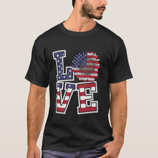 Amerikanische Flagge Sonnenblume 4. Juli Liebe Ame T-Shirt