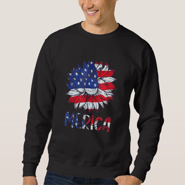 Amerikanische Flagge Sonnenblume für 4. Juli Sweatshirt (Vorderseite)