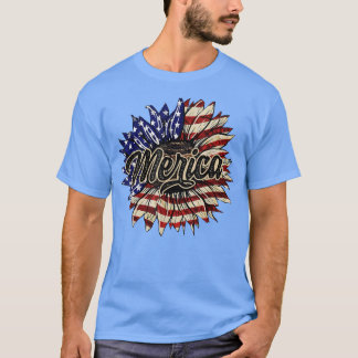 Amerikanische Flagge Sonnenblumen Happy Independen T-Shirt