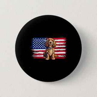 Amerikanische Flagge Spaniel Hund Tier 4. Juli Button
