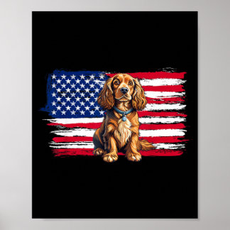Amerikanische Flagge Spaniel Hund Tier 4. Juli Poster