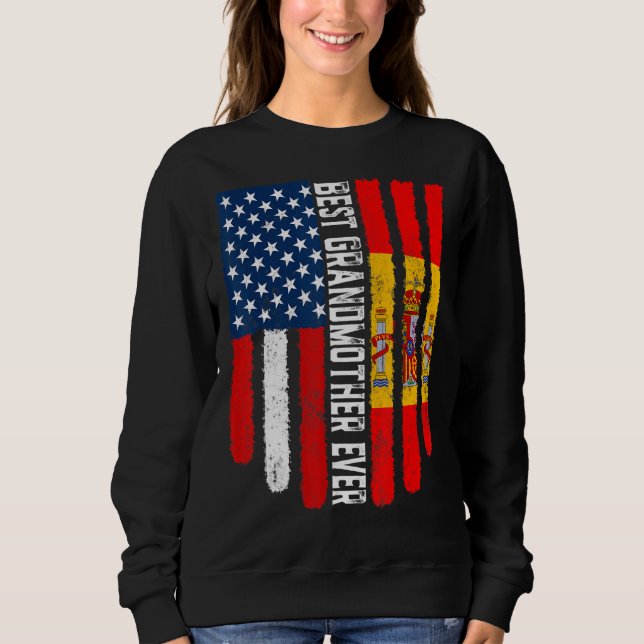 Amerikanische Flagge - Spanienflagge Beste Großmut Sweatshirt (Vorderseite)