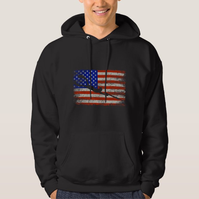 Amerikanische Flagge, Speerfischen Hoodie (Vorderseite)