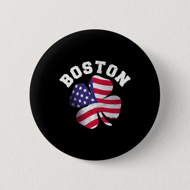 Amerikanische Flagge St. Patricks Day Clic Boston  Button (Vorderseite)