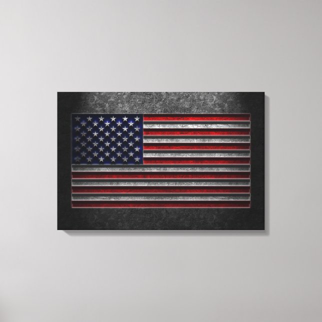 Amerikanische Flagge Steinstruktur Leinwanddruck (Vorderseite)