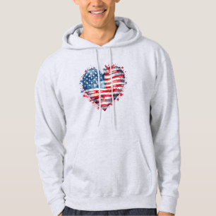 Amerikanische Flagge Sterne Streifen Herz Patrioti Hoodie
