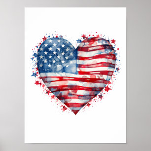 Amerikanische Flagge Sterne Streifen Herz Patrioti Poster
