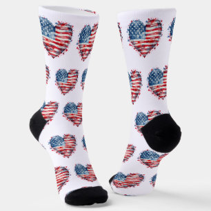 Amerikanische Flagge Sterne Streifen Herz Patrioti Socken