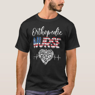 Amerikanische Flagge Stethoskop Orthopädie Kranken T-Shirt