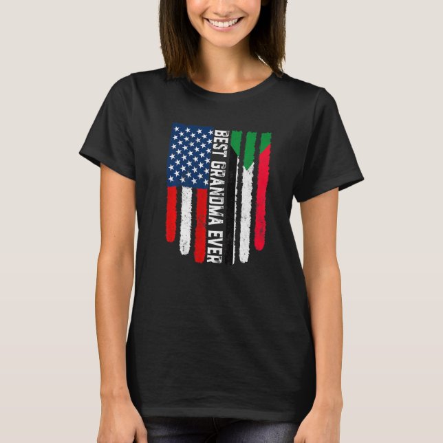 Amerikanische Flagge & Sudan Flag Beste Oma-je-Fam T-Shirt (Vorderseite)