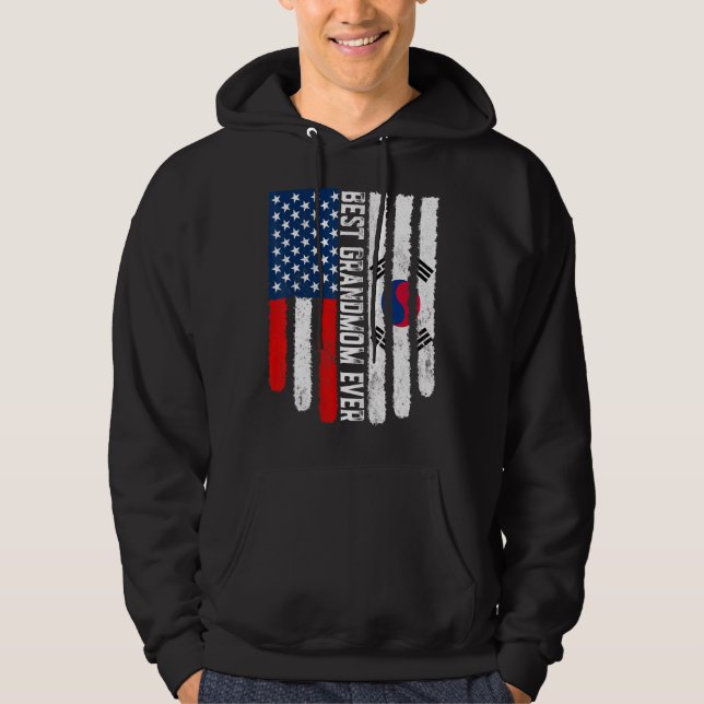 Amerikanische Flagge Südkorea Flagge Beste Großmut Hoodie (Vorderseite)