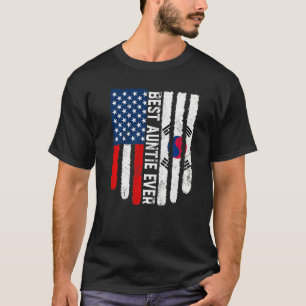 Amerikanische Flagge Südkorea Flagge Beste Tante j T-Shirt