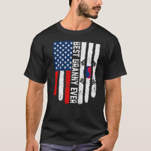Amerikanische Flagge Südkorea Flagge Bestes Granny T-Shirt