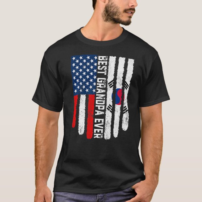 Amerikanische Flagge Südkoreas beste Opa je F T-Shirt (Vorderseite)
