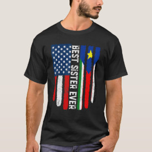 Amerikanische Flagge Südsudan Flag Beste Schwester T-Shirt