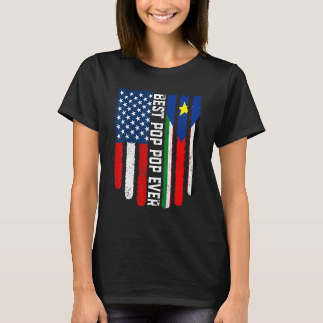 Amerikanische Flagge Südsudan Flag Bester Pop Pop  T-Shirt (Vorderseite)