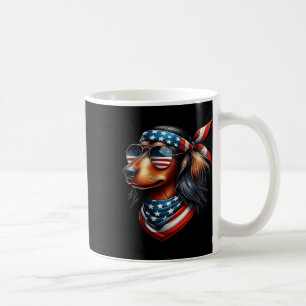 Amerikanische Flagge Sungles 4. Juli Dackel Kaffeetasse