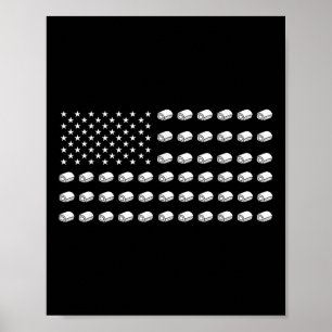Amerikanische Flagge Sushi Essen Usa Patriotismus Poster