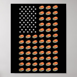 Amerikanische Flagge Sushi Essen USA Patriotismus  Poster