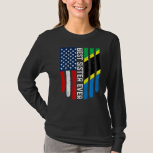 Amerikanische Flagge & Tansania Flag Beste Schwest T-Shirt