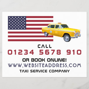 Amerikanische Flagge Taxi mit Preisliste Flyer
