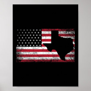 Amerikanische Flagge Texas 4. Juli Vintage-Geschen Poster