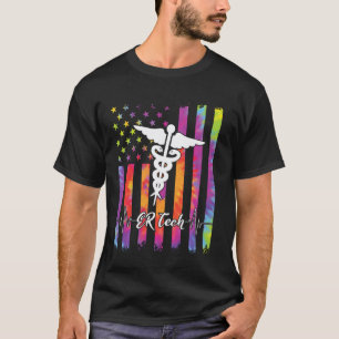 Amerikanische Flagge Tie Dye ER Tech Kostüm Kranke T-Shirt