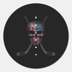 Amerikanische Flagge Totenkopf Hockey Bekleidung - Runder Aufkleber