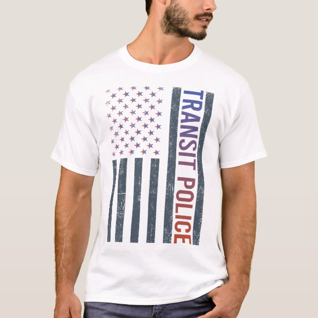 Amerikanische Flagge - Transitpolizei T-Shirt (Vorderseite)