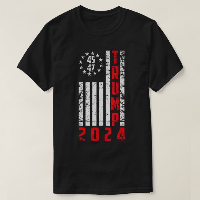 Amerikanische Flagge Trump 2024 45 47 Trump 2024 S T-Shirt (Design vorne)