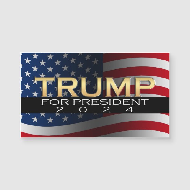 Amerikanische Flagge Trump 2024 Gold Patriotic Magnetkarte (Vorderseite)