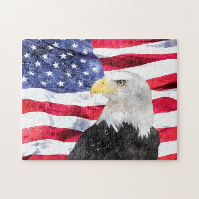 AMERIKANISCHE FLAGGE U. EAGLE PUZZLE (Horizontal)