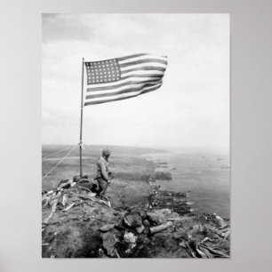 Amerikanische Flagge über dem Berg Suribachi - Zwe Poster